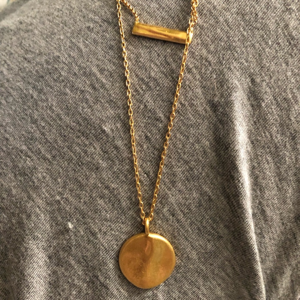 Madewell hammered bar and coin necklace set